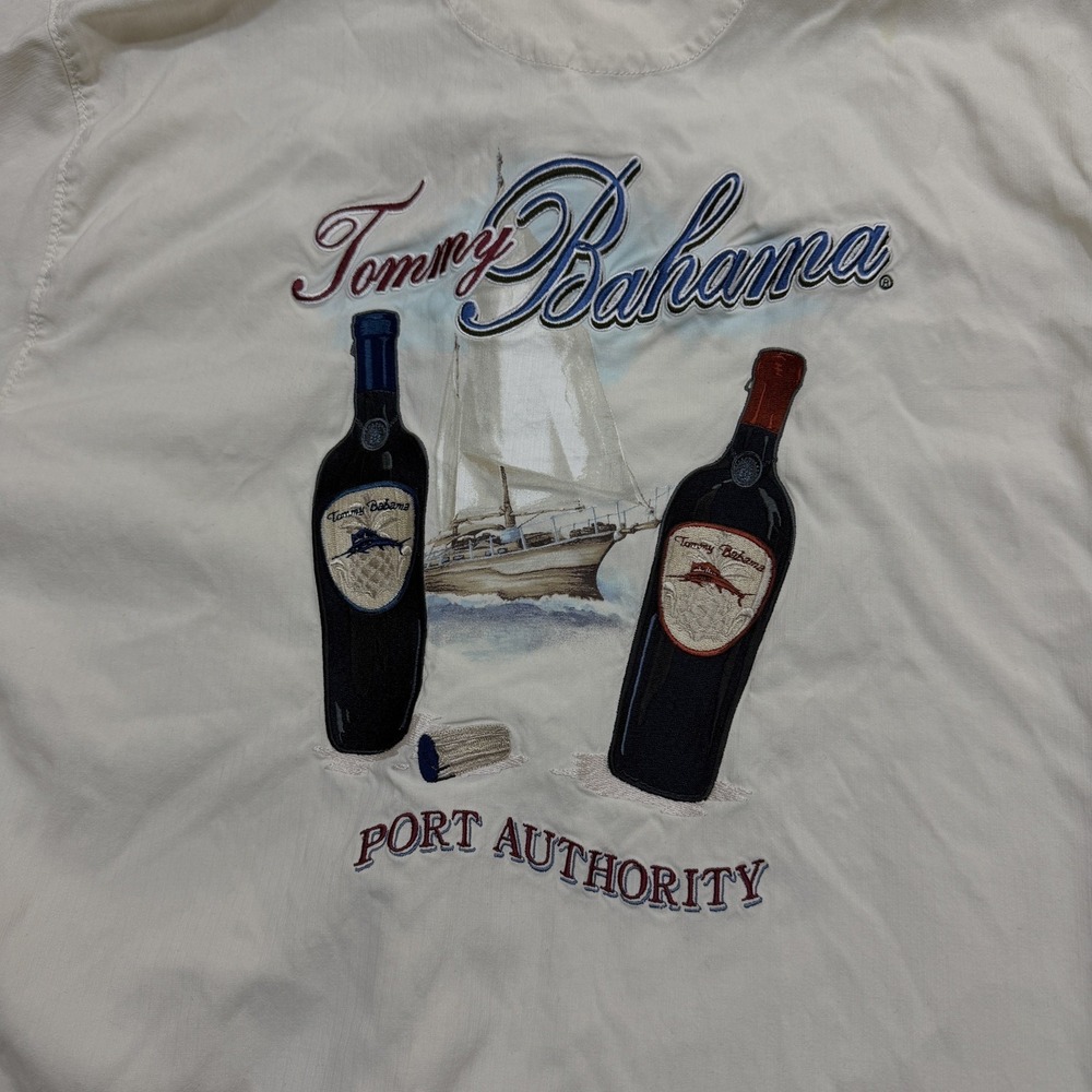 Tommy Bahama Men Button Up Shirt Large Silk Wine Glass Camp Embroidered Hawaiian - Picture 2 of 16